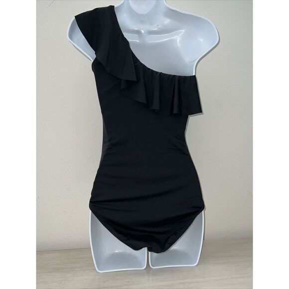 Hilor Womens Sz 6 1-Piece Swimsuit One Shoulder Swimwear Black NWT - Picture 11 of 13